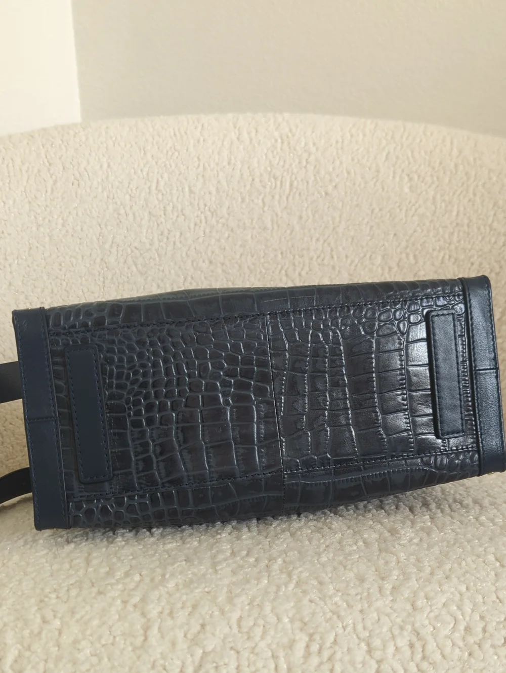 RADLEY LONDON Navy Croc-Embossed Satchel with Gold Hardware - Picture 7 of 10